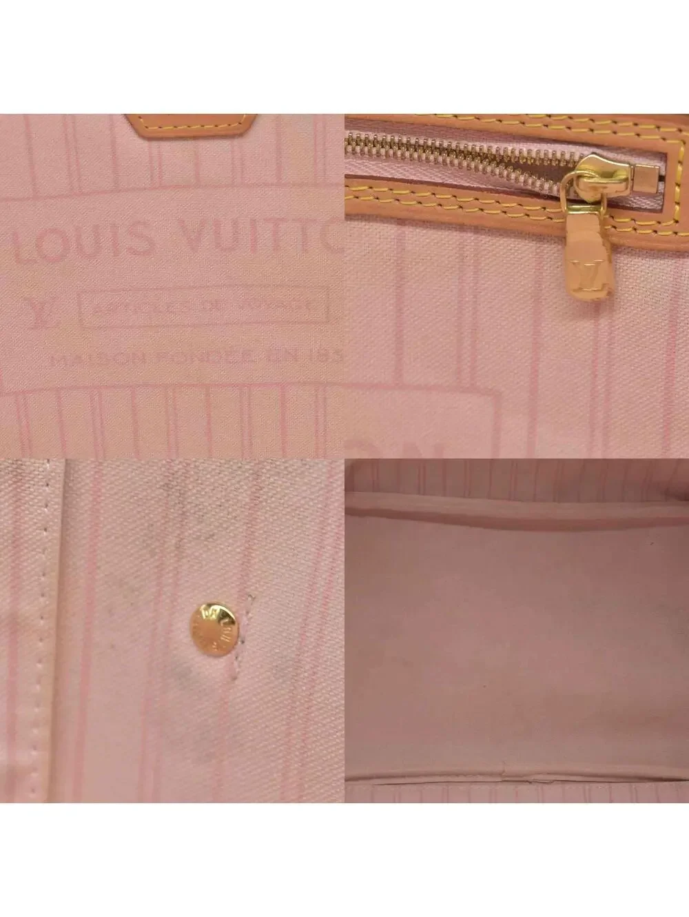 $2170 Louis Vuitton Damier Azur Neo Neverfull MM Rose
